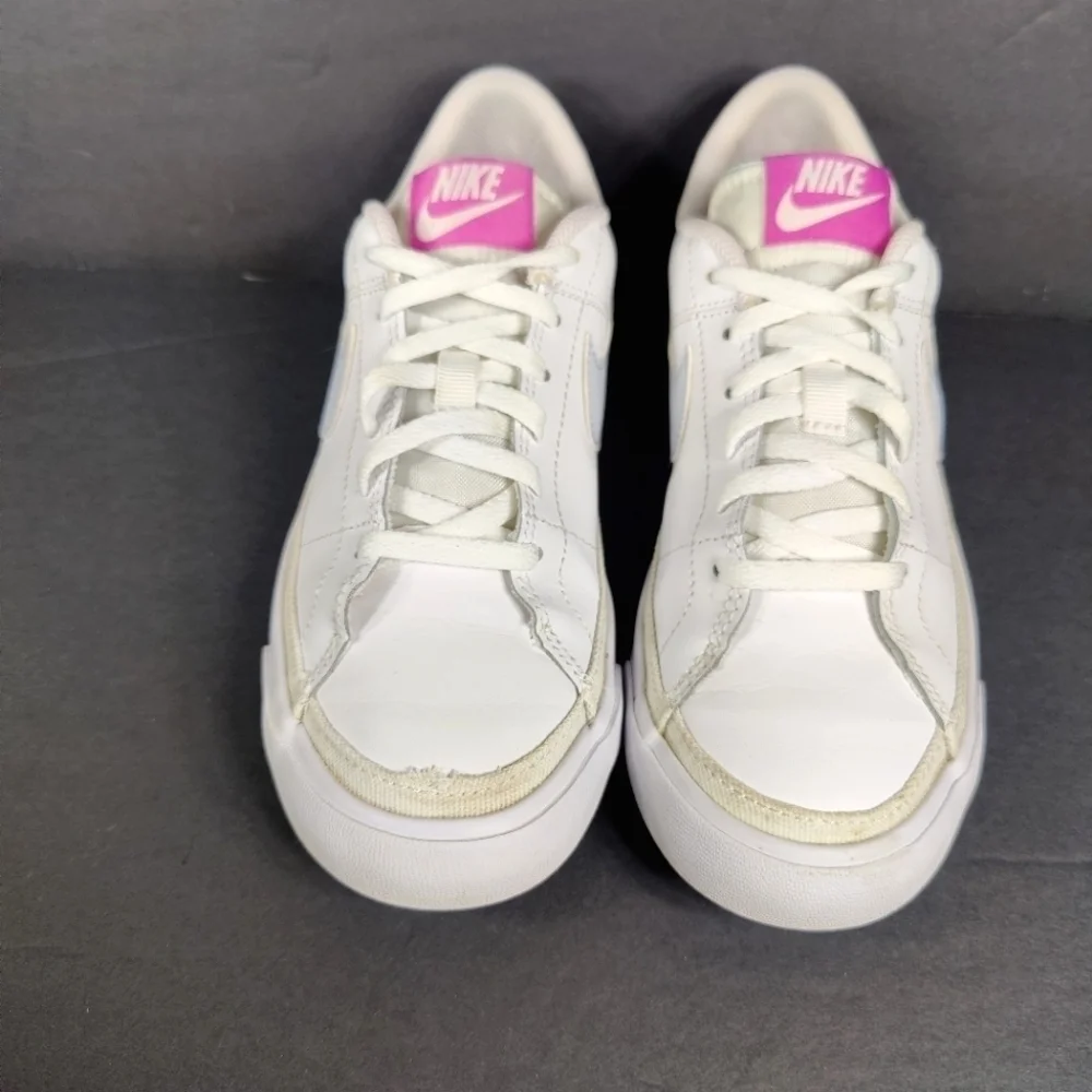 Nike Court Legacy Classic Retro White Pink Leather Big Kids Sneaker Shoe Size 5Y